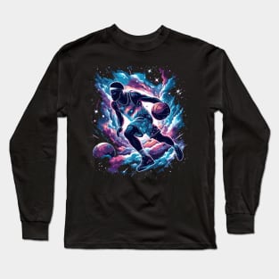 Cosmic Crossover: Where Hoops Meet the Universe Long Sleeve T-Shirt